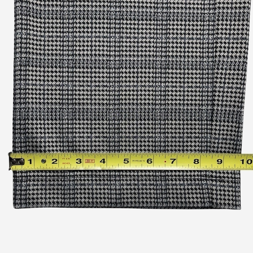 LOFT Ankle Pants XSP Wide Leg Shimmer Plaid Black Gray Pull-On Elastic Waist NEW - Picture 8 of 11
